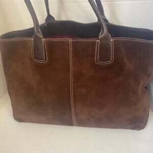 Cole Haan Suede Leather Shoulder Bag/Tote Brown